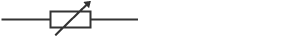 Electrical symbol for a variable resistor - a rectangle with an arrow through it