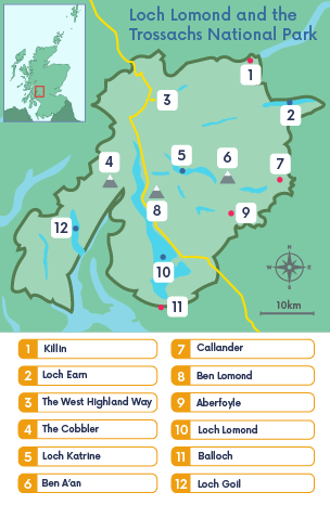 Map of Loch Lomond and the Trossachs National Park