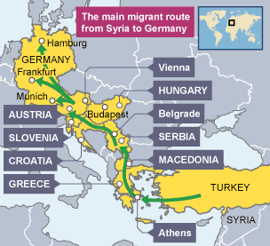 The refugees’ journey across Europe.