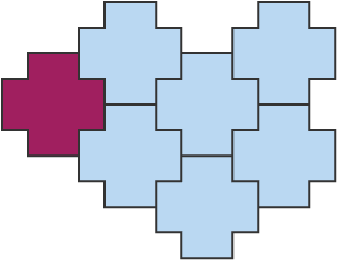 A tesselation made from 6 regular cross shapes. One cross shape is highlighted.