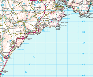 OS extract showing the location of Slapton Sands