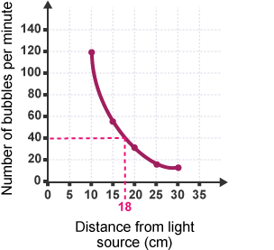 A graph showing the number of bubbles produced per minute.