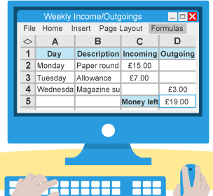 Autosum can add and subtract costs 