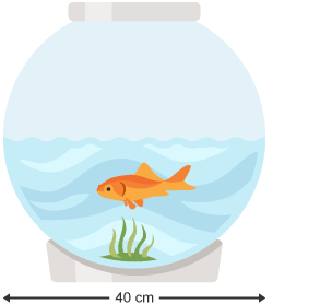 A fish bowl with a diameter of 40 cm