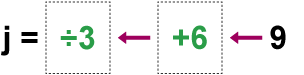 Function machine j / 3 + 6 = 9