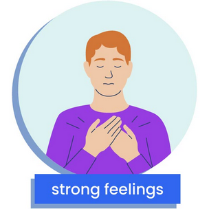 figure holding their chest, depicting strong feelings