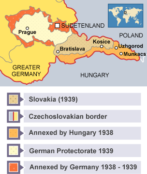 Map showing the Czech partition.