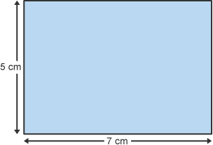 Diagram of a 7cm x 5cm rectangle
