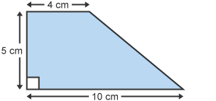 Trapezium with height (5cm), top height (4cm) and base (10cm) labelled