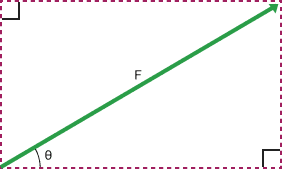 A vector F at an angle of theta to its horizonal component.