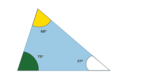 Triangle with internal angles of 68, 75 and 37 degrees