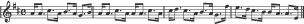 Treble clef, key signature F sharp and C sharp and 4 bars of a strathspey