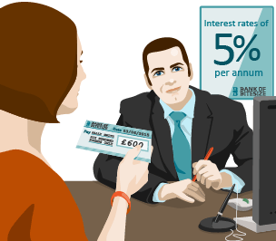 Sally depostis a £600 cheque into the bank