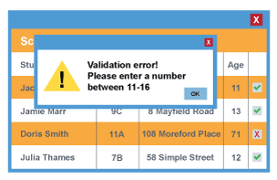 An example of a validation error being returned