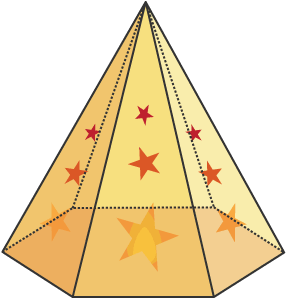 Daliwr cannwyll siâp pyramid â 6 ochr wedi'i addurno â sêr