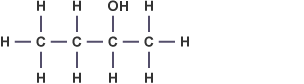 The structural formula for butan-2-ol. C atom bonded to 3 H atoms joined to C atom with 2 H atoms,  joined to another C with 1 H and hydroxyl group, joined to C with 3 H atoms.