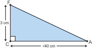 Right angle triangle (ACF) with sides 3cm x sq root 40cm and one unknown side