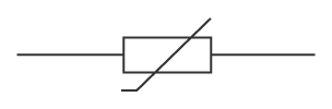 Symbol safonol am thermistor.