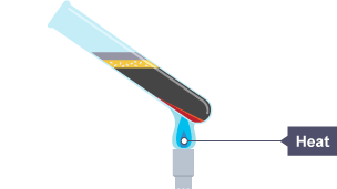 Test tube is heated using Bunsen burner