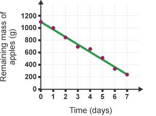 Graph showing the rate of decomposition in apples