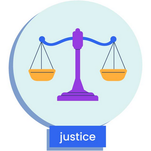 even scales, depicting justice