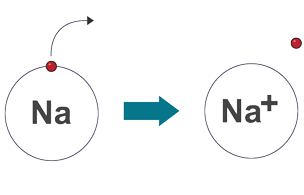 Sodium atom delocalises its outer electron to form a sodium ion.