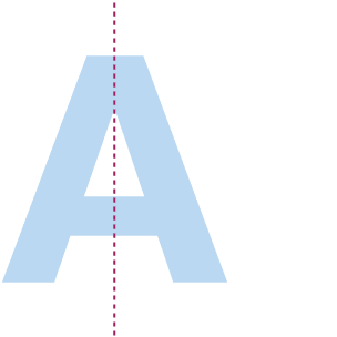 Mirror line on the letter A.